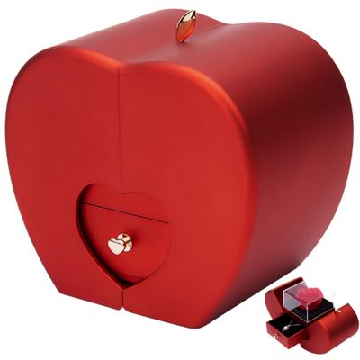 Eternal Rose Box for Women Red Fruit-Shape Rose with Necklace Box Portable Forever Flowers Roses in a Box for Christmas Birthday Gift Jewelry Forever Flowers Roses in a Box to My Love Necklace with R