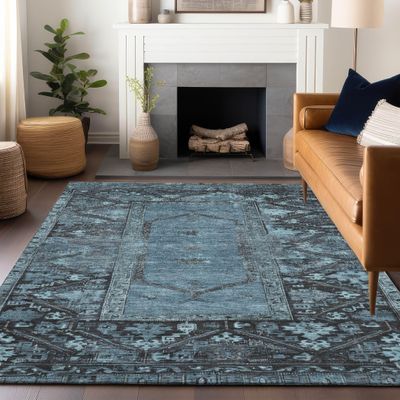 Addison Rugs Chantille ACN1727 Blue 3' x 5' Indoor/Outdoor, Machine Washable, Easy Clean, Non Shedding, Bedroom, Living Room, Dining Room, Kitchen, Patio Rug