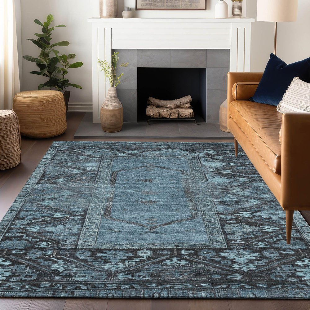 Addison Rugs Chantille ACN1727 Blue 3' x 5' Indoor/Outdoor, Machine Washable, Easy Clean, Non Shedding, Bedroom, Living Room, Dining Room, Kitchen, Patio Rug