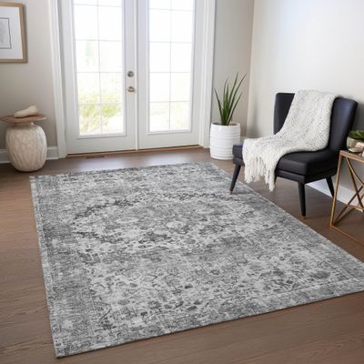 Addison Rugs Chantille ACN1755 Gray 3' x 5' Indoor/Outdoor, Machine Washable, Easy Clean, Non Shedding, Bedroom, Living Room, Dining Room, Kitchen, Patio Rug