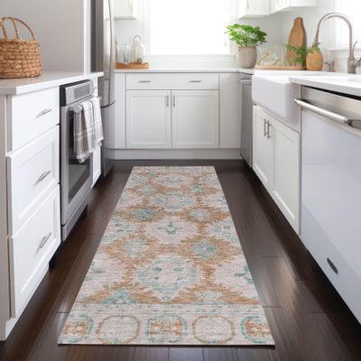 Addison Rugs Chantille ACN1760 Terracotta 2'3" x 7'6" Indoor/Outdoor, Machine Washable, Easy Clean, Non Shedding, Bedroom, Living Room, Dining Room, Kitchen, Patio Runner Rug