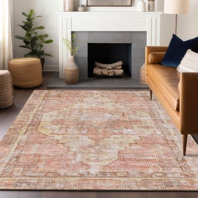 Addison Rugs Chantille ACN1729 Terracotta 8' x 10' Indoor/Outdoor, Machine Washable, Easy Clean, Non Shedding, Bedroom, Living Room, Dining Room, Kitchen, Patio Rug