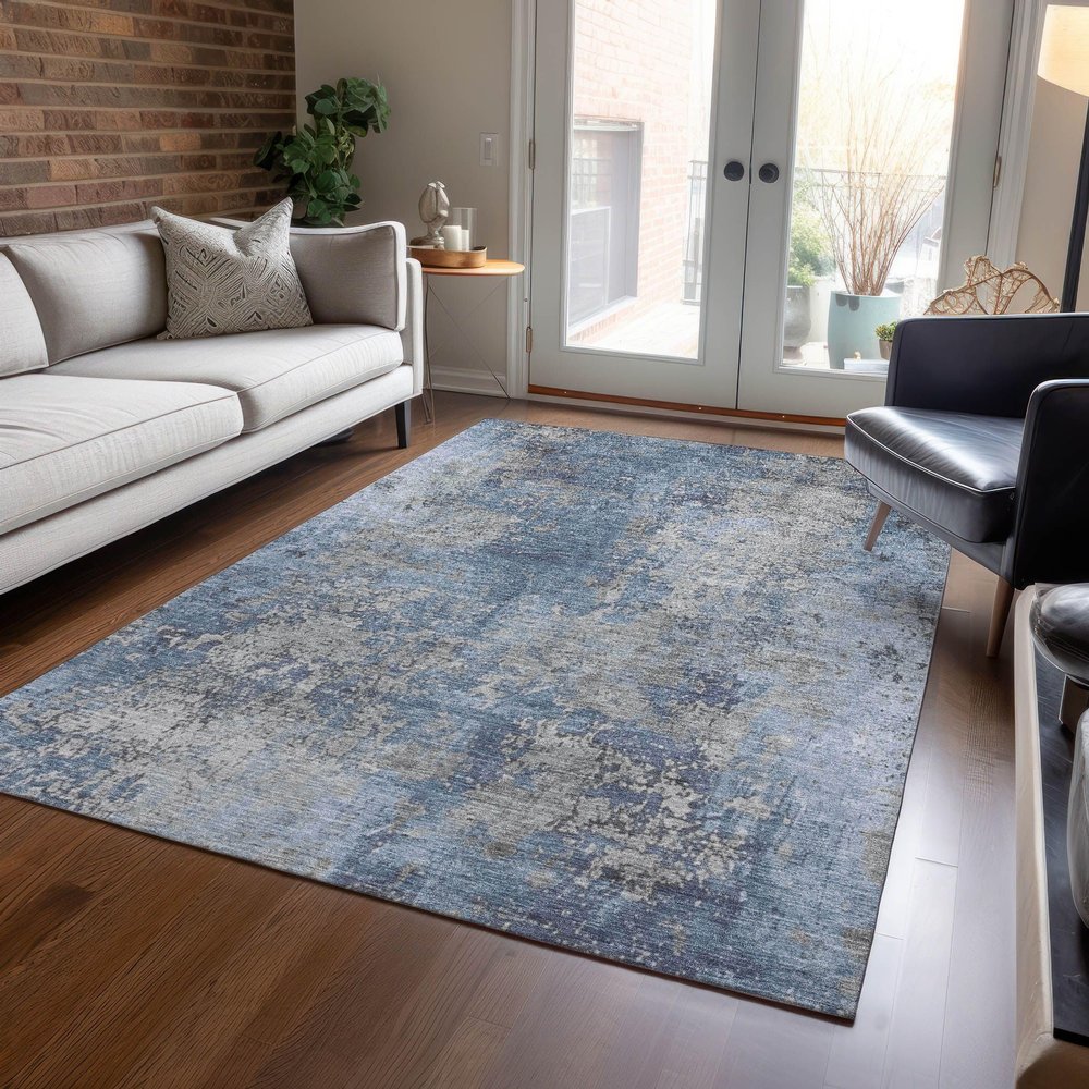 Addison Rugs Chantille ACN1789 Denim 9' x 12' Indoor/Outdoor, Machine Washable, Easy Clean, Non Shedding, Bedroom, Living Room, Dining Room, Kitchen, Patio Rug