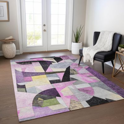 Addison Rugs Chantille ACN1757 Purple 3' x 5' Indoor/Outdoor, Machine Washable, Easy Clean, Non Shedding, Bedroom, Living Room, Dining Room, Kitchen, Patio Rug