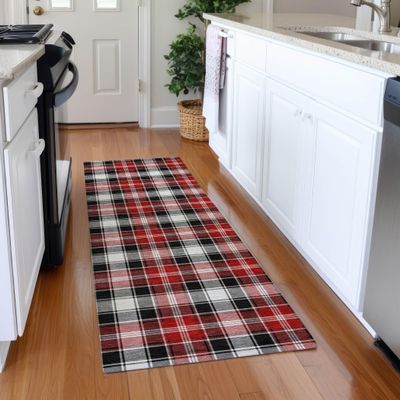 Addison Rugs Chantille ACN1817 Black 2'3" x 7'6" Indoor/Outdoor, Machine Washable, Holiday, Christmas Rug, Easy Clean, Non Shedding, Living Room, Entryway, Kitchen, Patio Rug