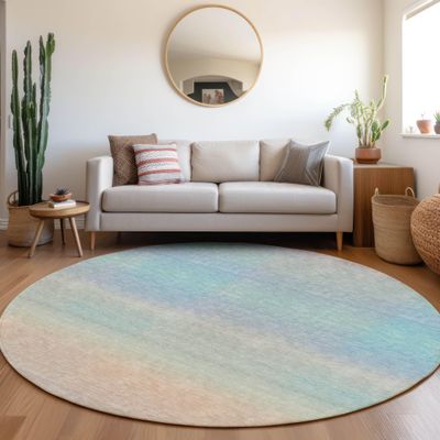 Addison Rugs Chantille ACN1735 Sky 8' x 8' Indoor/Outdoor, Machine Washable, Easy Clean, Non Shedding, Bedroom, Living Room, Dining Room, Kitchen, Patio Round Rug