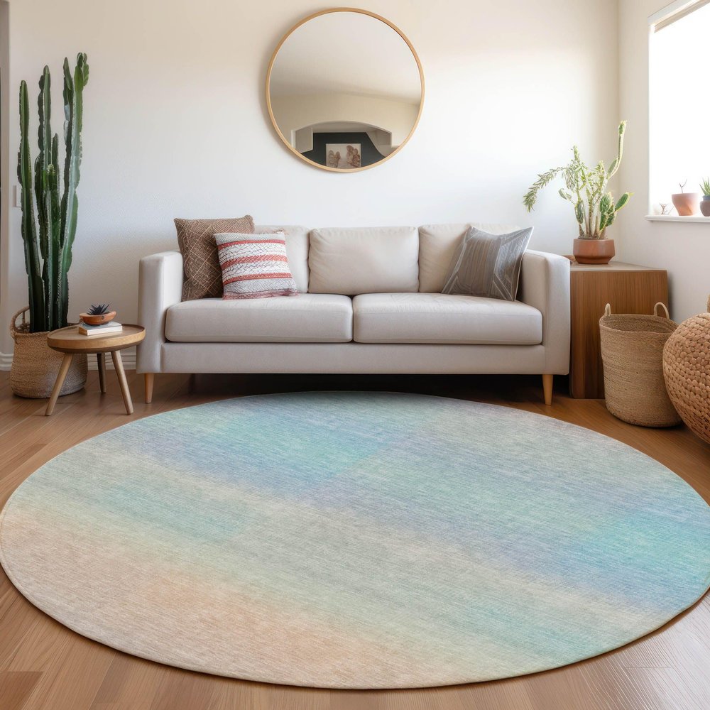 Addison Rugs Chantille ACN1735 Sky 8' x 8' Indoor/Outdoor, Machine Washable, Easy Clean, Non Shedding, Bedroom, Living Room, Dining Room, Kitchen, Patio Round Rug