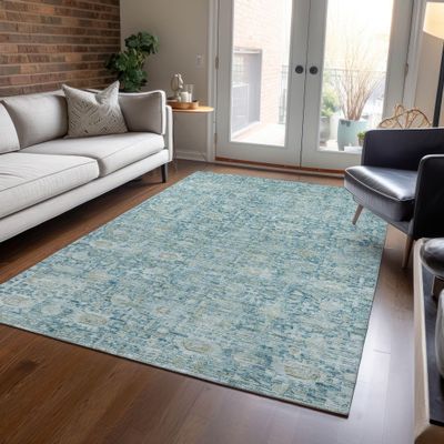 Addison Rugs Chantille ACN1774 Blue 9' x 12' Indoor/Outdoor, Machine Washable, Easy Clean, Non Shedding, Bedroom, Living Room, Dining Room, Kitchen, Patio Rug