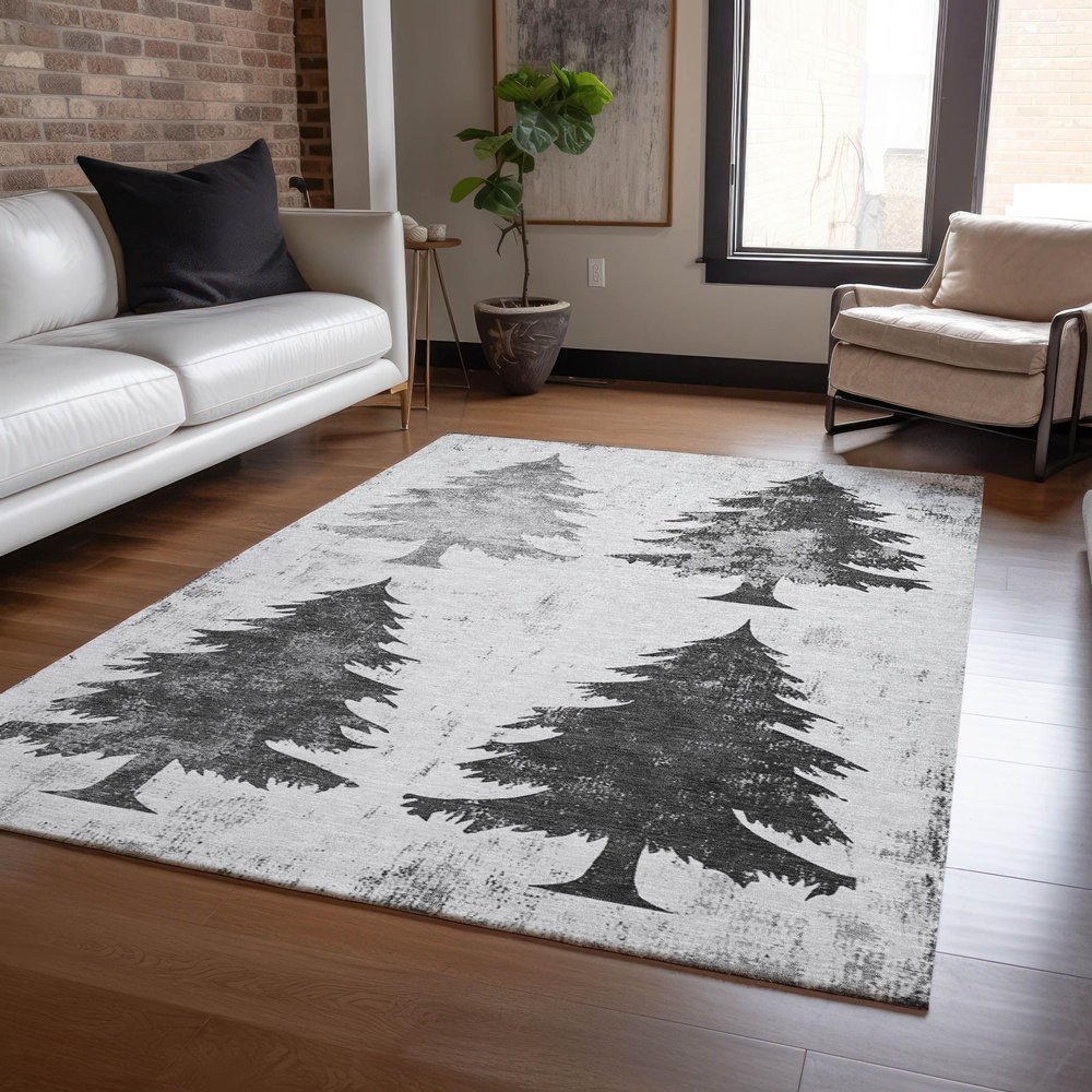 Addison Rugs Chantille ACN1811 Gray 3' x 5' Indoor/Outdoor, Machine Washable, Holiday, Christmas Rug, Easy Clean, Non Shedding, Living Room, Entryway, Kitchen, Patio Rug