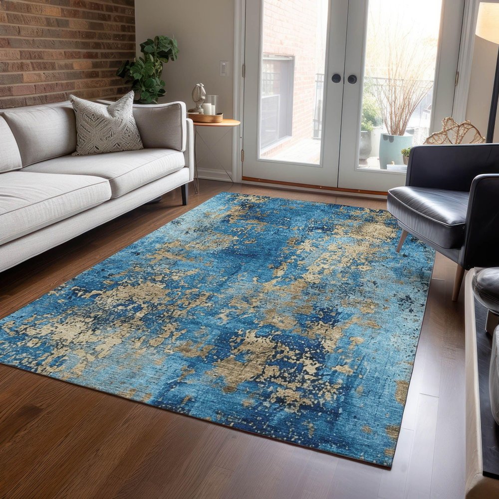 Addison Rugs Chantille ACN1789 Blue 8' x 10' Indoor/Outdoor, Machine Washable, Easy Clean, Non Shedding, Bedroom, Living Room, Dining Room, Kitchen, Patio Rug