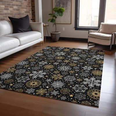 Addison Rugs Chantille ACN1823 Black 8' x 10' Indoor/Outdoor, Machine Washable, Holiday, Christmas Rug, Easy Clean, Non Shedding, Living Room, Entryway, Kitchen, Patio Rug