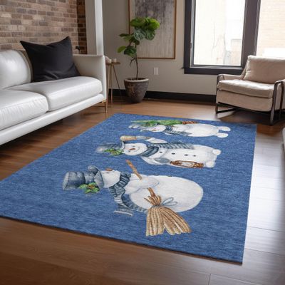 Addison Rugs Chantille ACN1826 Navy 3' x 5' Indoor/Outdoor, Machine Washable, Holiday, Christmas Rug, Easy Clean, Non Shedding, Living Room, Entryway, Kitchen, Patio Rug