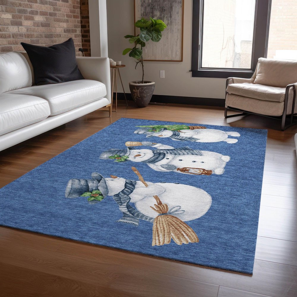 Addison Rugs Chantille ACN1826 Navy 3' x 5' Indoor/Outdoor, Machine Washable, Holiday, Christmas Rug, Easy Clean, Non Shedding, Living Room, Entryway, Kitchen, Patio Rug