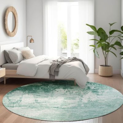 Addison Rugs Chantille ACN1766 Aqua 8' x 8' Indoor/Outdoor, Machine Washable, Easy Clean, Non Shedding, Bedroom, Living Room, Dining Room, Kitchen, Patio Round Rug