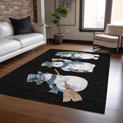 Addison Rugs Chantille ACN1826 Black 3' x 5' Indoor/Outdoor, Machine Washable, Holiday, Christmas Rug, Easy Clean, Non Shedding, Living Room, Entryway, Kitchen, Patio Rug