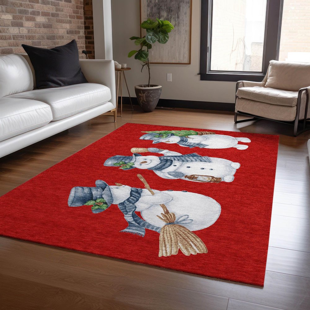 Addison Rugs Chantille ACN1826 Red 2'6" x 3'10" Indoor/Outdoor, Machine Washable, Holiday, Christmas Rug, Easy Clean, Non Shedding, Living Room, Entryway, Kitchen, Patio Rug