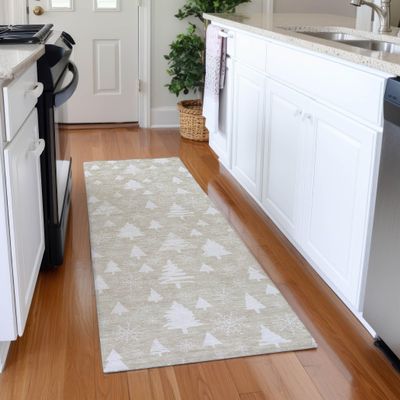 Addison Rugs Chantille ACN1815 Beige 2'3" x 7'6" Indoor/Outdoor, Machine Washable, Holiday, Christmas Rug, Easy Clean, Non Shedding, Living Room, Entryway, Kitchen, Patio Rug