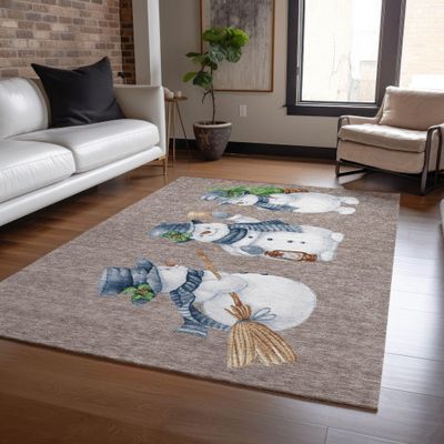 Addison Rugs Chantille ACN1826 Taupe 9' x 12' Indoor/Outdoor, Machine Washable, Holiday, Christmas Rug, Easy Clean, Non Shedding, Living Room, Entryway, Kitchen, Patio Rug
