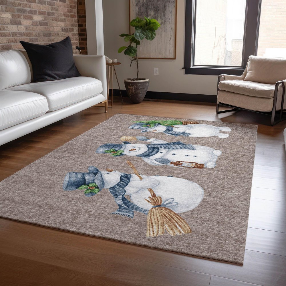 Addison Rugs Chantille ACN1826 Taupe 9' x 12' Indoor/Outdoor, Machine Washable, Holiday, Christmas Rug, Easy Clean, Non Shedding, Living Room, Entryway, Kitchen, Patio Rug
