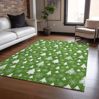 Addison Rugs Chantille ACN1815 Emerald 9' x 12' Indoor/Outdoor, Machine Washable, Holiday, Christmas Rug, Easy Clean, Non Shedding, Living Room, Entryway, Kitchen, Patio Rug