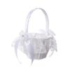 WHAMVOX Lace Flower Girl Basket with Bowknot Decor Floral Basket for Wedding Ceremony Bridesmaid Photo Props for Petals and Keepsakes view 1