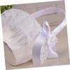 WHAMVOX Lace Flower Girl Basket with Bowknot Decor Floral Basket for Wedding Ceremony Bridesmaid Photo Props for Petals and Keepsakes view 2