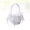 WHAMVOX Lace Flower Girl Basket with Bowknot Decor Floral Basket for Wedding Ceremony Bridesmaid Photo Props for Petals and Keepsakes view 3