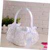 WHAMVOX Lace Flower Girl Basket with Bowknot Decor Floral Basket for Wedding Ceremony Bridesmaid Photo Props for Petals and Keepsakes view 4
