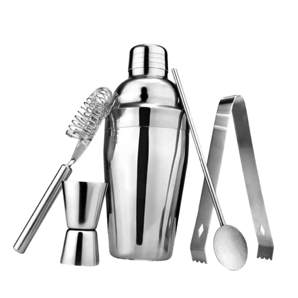 FUNOMOCYA 5pcs Cocktail Shaker Gunmetal Bar Strainer Kit Bartender Tools Sided Jigger Stir Bar Liquor Shaker Professional Bartending Accessories