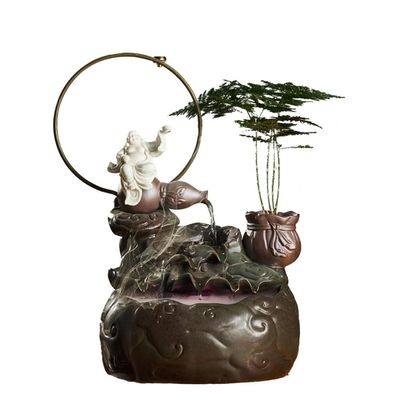 BABETRUE Tabletop Fountains Ceramic Circulating Water Ornaments Home Living Room Decorations Indoor Desktop Landscape Fountain Creative Ornaments Tabletop Fountains Tabletop Fountain Indoor