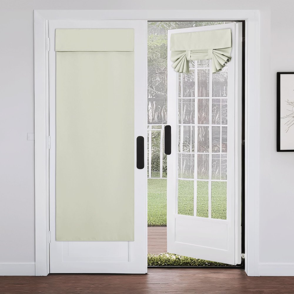 NICETOWN Door Window Covering, Thermal Insulated Blackout Tricia Window Curtain Energy Efficiency Sidelight Curtains Tie Up Shades for Front Back Door, W26 x L72 inch Long, 1 Panel, Light Beige