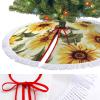 Xmas Tree Skirt with Tassels,Summer Sunflower Christmas Tree Decorations, Christmas Tree Skirts Collar for Xmas Holiday Home Party Decor view 3