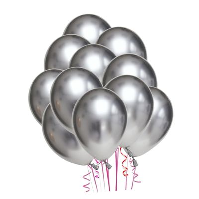 VILLFUL 50pcs 10 Inches Latex Thicken Metallic Silver Balloons Party Decorations for Wedding