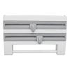 Plastic Cling Wrap Dispenser, 3 in 1 Wrap Organizer with Cutter Wall Mounted Paper Towel Holder Plastic Wrap Organize Dispenser with Cutter Aluminum Foil Dispenser (Gray Blue) view 1