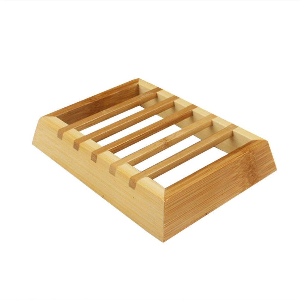 LIFKICH Bamboo Soap Box Draining Holes Wooden Soap Dish Tray Natural Bamboo Storage Container Organizer