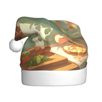 jingong Beautiful Breakfast print Christmas hats Festive headwear Winter-themed accessory Party Supplies