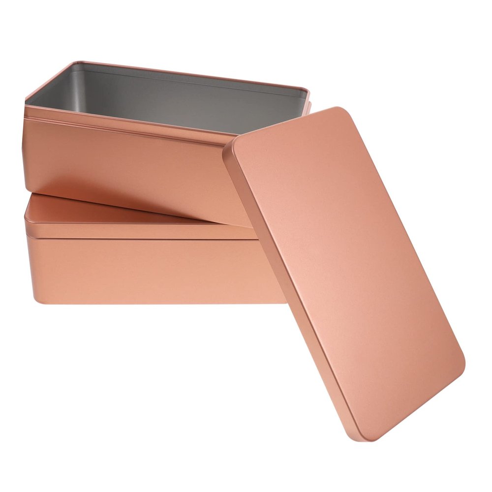 Hoement 2pcs Small Metal Tin Tea Packaging Box Tea Bag Storage Container Tin Case for Loose Dried Fruits Snacks Gifts Jewelry