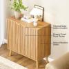 REHOOPEX Fluted Storage Cabinet, Buffet Cabinet with Storage, Wood Sideboard with Adjustable Shelf, Modern Accent Cabinet & Console Table for Entryway, Living Room, Dining Room, Natural view 2