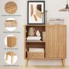 REHOOPEX Fluted Storage Cabinet, Buffet Cabinet with Storage, Wood Sideboard with Adjustable Shelf, Modern Accent Cabinet & Console Table for Entryway, Living Room, Dining Room, Natural view 3