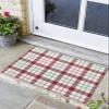 Bathroom Rugs,Christmas Farm Red Green Tartan Kitchen Rug Non-Slip Rubber Backing Doormat,Retro Modern Lattice Art Absorbent Bath Mat Washable Floor Mats for Bedroom Entryway 24x36in view 1