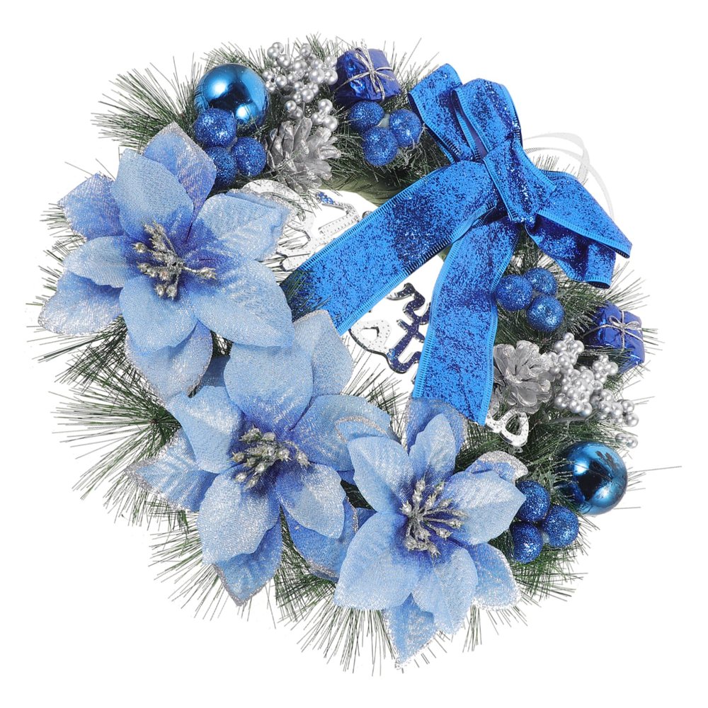 BRIGHTFUFU Artificial Christmas Pine Wreath 30cm Hanging Berry Ball Bow-Knot Realistic Indoor/Outdoor