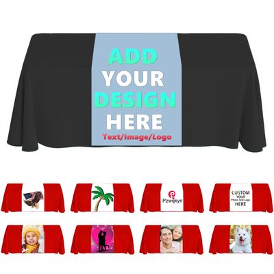 Custom Table Runner with Business Logo, Name, Design Personalized Tablecloth Customized Table Banner for Party Tradeshow Events Decor 36"x72", Wathet