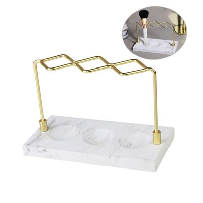 Cabilock Marble Makeup Organizer Toothbrush Holder Compartments for Cosmetics and Accessories Space-Saving Design for Bathroom and Vanity Storage