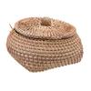 Outanaya Rattan Woven Storage Box Lid Compact Sundry Organizer for Home for Desktop Storage of Remotes Books and More Elegant Natural Design view 1