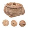 Outanaya Rattan Woven Storage Box Lid Compact Sundry Organizer for Home for Desktop Storage of Remotes Books and More Elegant Natural Design view 3