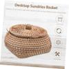 Outanaya Rattan Woven Storage Box Lid Compact Sundry Organizer for Home for Desktop Storage of Remotes Books and More Elegant Natural Design view 4