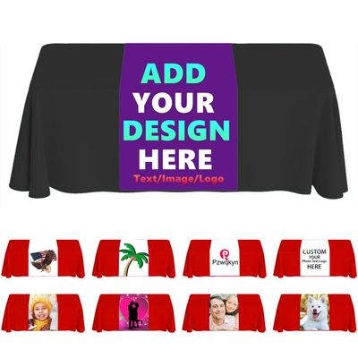Custom Table Runner with Business Logo or Your Text Personalized Tablecloth Runners Customize with Logo for Birthday Wedding Anniversary Tradeshow Events 24"x72", Purple