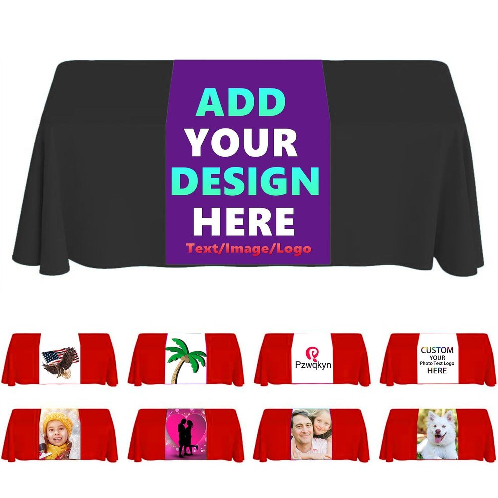 Custom Table Runner with Business Logo or Your Text Personalized Tablecloth Runners Customize with Logo for Birthday Wedding Anniversary Tradeshow Events 24"x72", Purple