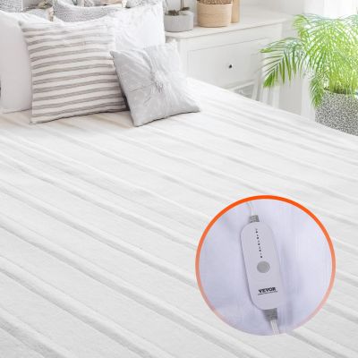 VEVOR Heated Mattress Pad, 78"x80", White King Electric Bed Warmer with 1-5 Heat Settings Control, 10-Hour Auto Shut Off, Machine-Wash Breathable Coral Fleece Heating Electric Mattress Sheets