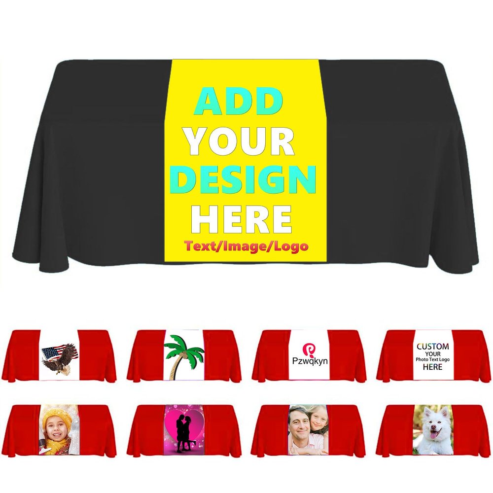 Custom Table Runner with Business Logo, Personalized Table Cloth with Text Photo, Customize Tablecloth for Birthday Wedding Anniversary Tradeshow Events, 30"x72", Bright Yellow